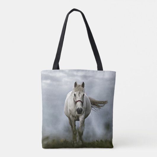 Wit Paard dat op je af rent Tote Bag (Achterkant)