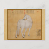 Wit Paard dat terugkijkt - Oude Chinese Kunst Briefkaart (Voorkant)