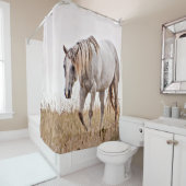 wit paard douchegordijn (In situ)