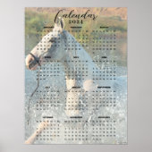 Wit Paard Drafrend Door De Rivier 2024 Kalender Poster (Voorkant)
