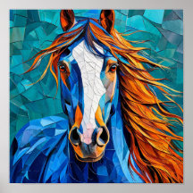 Wit Paard Elegant Mozaïek Fantasie Kunst
