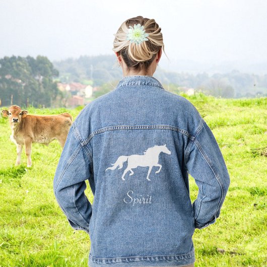 Wit Paard en Country Spirit Script Denim Jacket