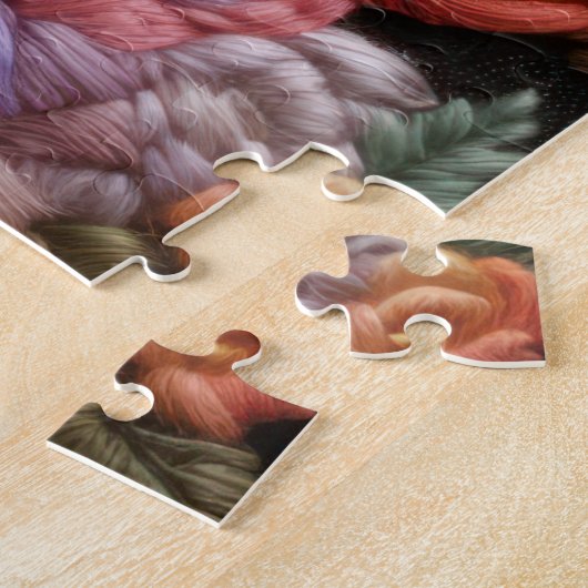 Wit Paard en Rozen Borduurwerk Legpuzzel (Zijkant)