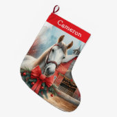 wit paard gepersonaliseerd grote kerstsok (Voorkant (Hangend))
