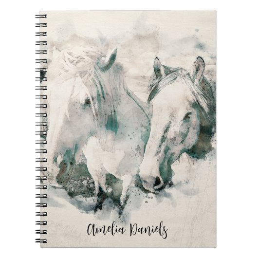 Wit paard gepersonaliseerd notitieboek (Voorkant)