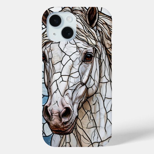 Wit Paard glas in lood Case-Mate iPhone Case (Achterkant)