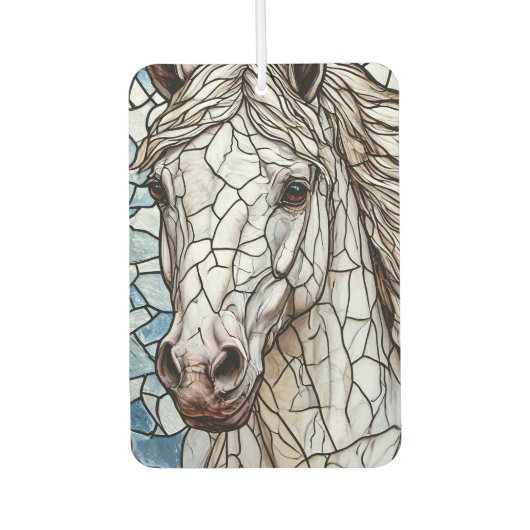 Wit Paard glas in lood Luchtverfrisser (Voorkant)
