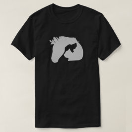 Wit Paard hoofd silhouet met een hond en kat T-shirt