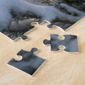 Wit Paard In Besneeuwde Dennenboom Legpuzzel (Zijkant)
