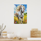 Wit Paard in Bloeiend Weidelandschap Decoratie (Keuken)