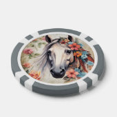 Wit paard in bloemen. poker chips (Enkel)