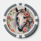 Wit paard in bloemen. poker chips (Voorkant)
