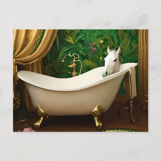 Wit Paard in een badkuip Briefkaart (Voorkant)