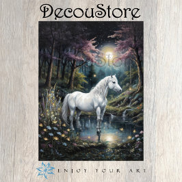 Wit paard in een vredige oase ontkoppeling tissuepapier