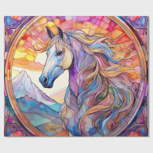 Wit Paard in Glas in Lood Cadeaupapier