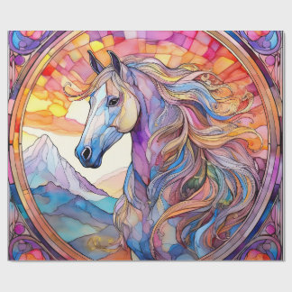 Wit Paard in Glas in Lood Cadeaupapier