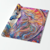 Wit Paard in Glas in Lood Cadeaupapier (Uitgerold)