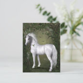 Wit Paard in het Bos met Kolibries Briefkaart (Staand voorkant)