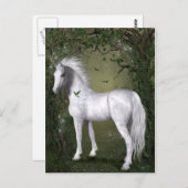 Wit Paard in het Bos met Kolibries Briefkaart (Voorkant / Achterkant)