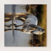 Wit Paard in Meer Legpuzzel (Horizontaal)