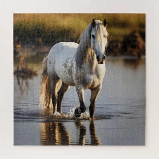 Wit Paard in Meer Legpuzzel (Verticaal)