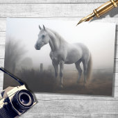Wit Paard in Mist 1 Decoupage Papier