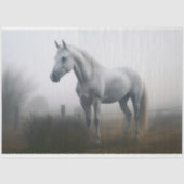 Wit Paard in Mist 1 Decoupage Papier (Voorkant)