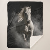 Wit Paard in Rook Sherpa Deken (Voorkant)