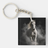 Wit Paard in Rook Sleutelhanger (Voorkant)