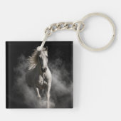 Wit Paard in Rook Sleutelhanger (Achterkant)