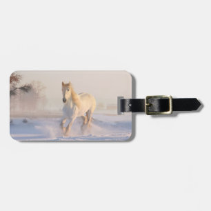 wit paard in sneeuw bagagelabel