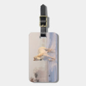 wit paard in sneeuw bagagelabel (Voorkant verticaal)