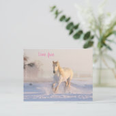 wit paard in sneeuw briefkaart (Staand voorkant)