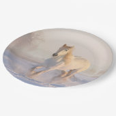 wit paard in sneeuw papieren bordje (Gekanteld)