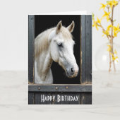 Wit Paard in stalstal Kaart (Gele Bloem)