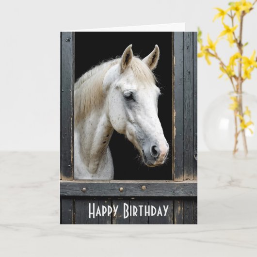 Wit Paard in stalstal Kaart (Gele Bloem)