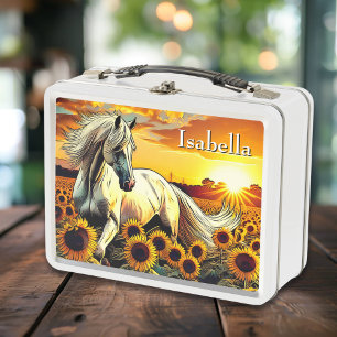 Wit Paard in Veld van Zonnebloemen Gepersonaliseer