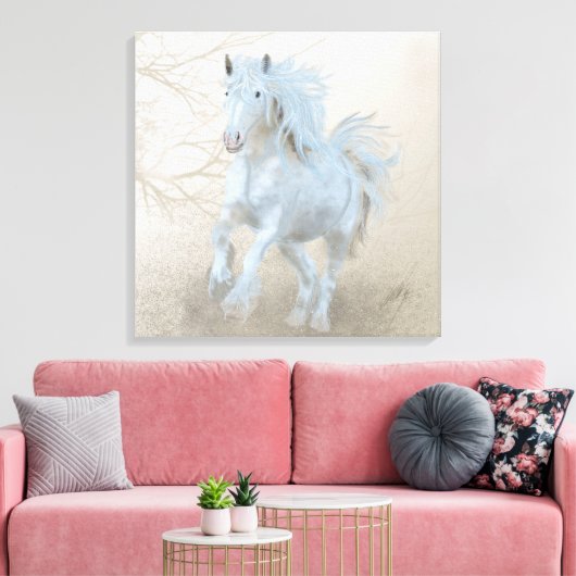 Wit Paard - Ingewikkeld Canvas (Insitu (Woonkamer))