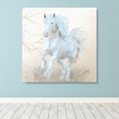 Wit Paard - Ingewikkeld Canvas Afdruk (Insitu (Houten vloer))
