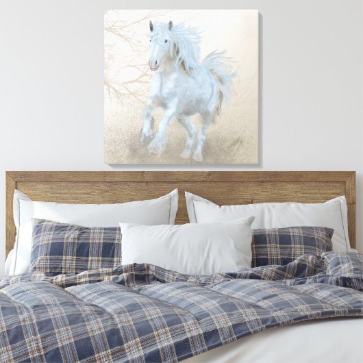 Wit Paard - Ingewikkeld Canvas Afdruk (Insitu (Slaapkamer))