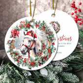 Wit paard Kerstmis holly bessen krans Keramisch Ornament