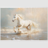 Wit paard loopt op het strand Decoupage Tissuepapier (Voorkant)