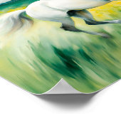 Wit paard loopt over de weide poster (Hoek)