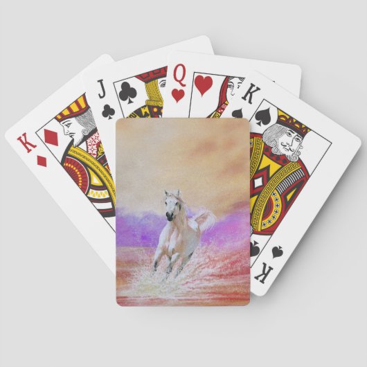 Wit Paard Lopen op het Strand Pokerkaarten (Achterkant)