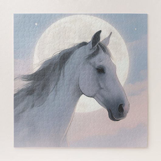 Wit Paard Maanlicht Portret Legpuzzel (Verticaal)