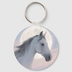 Wit Paard Maanlicht Portret Sleutelhanger