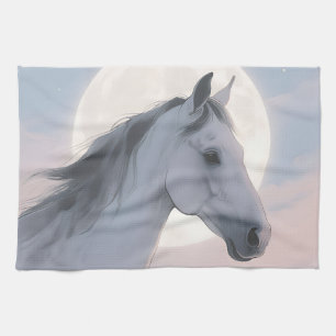 Wit Paard Maanlicht Portret Theedoek