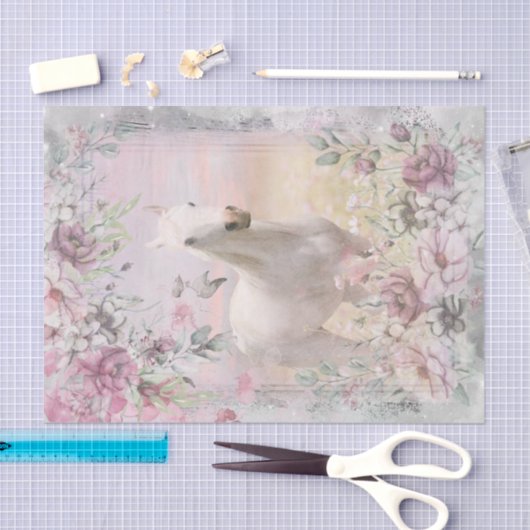 Wit-paard Meadow Fantasy-ontkoppeling Tissuepapier (Craft)