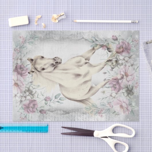 Wit-paard Meadow Fantasy-ontkoppeling Tissuepapier (Craft)