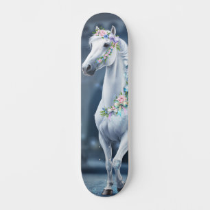 Wit Paard met Bloemen Skateboard